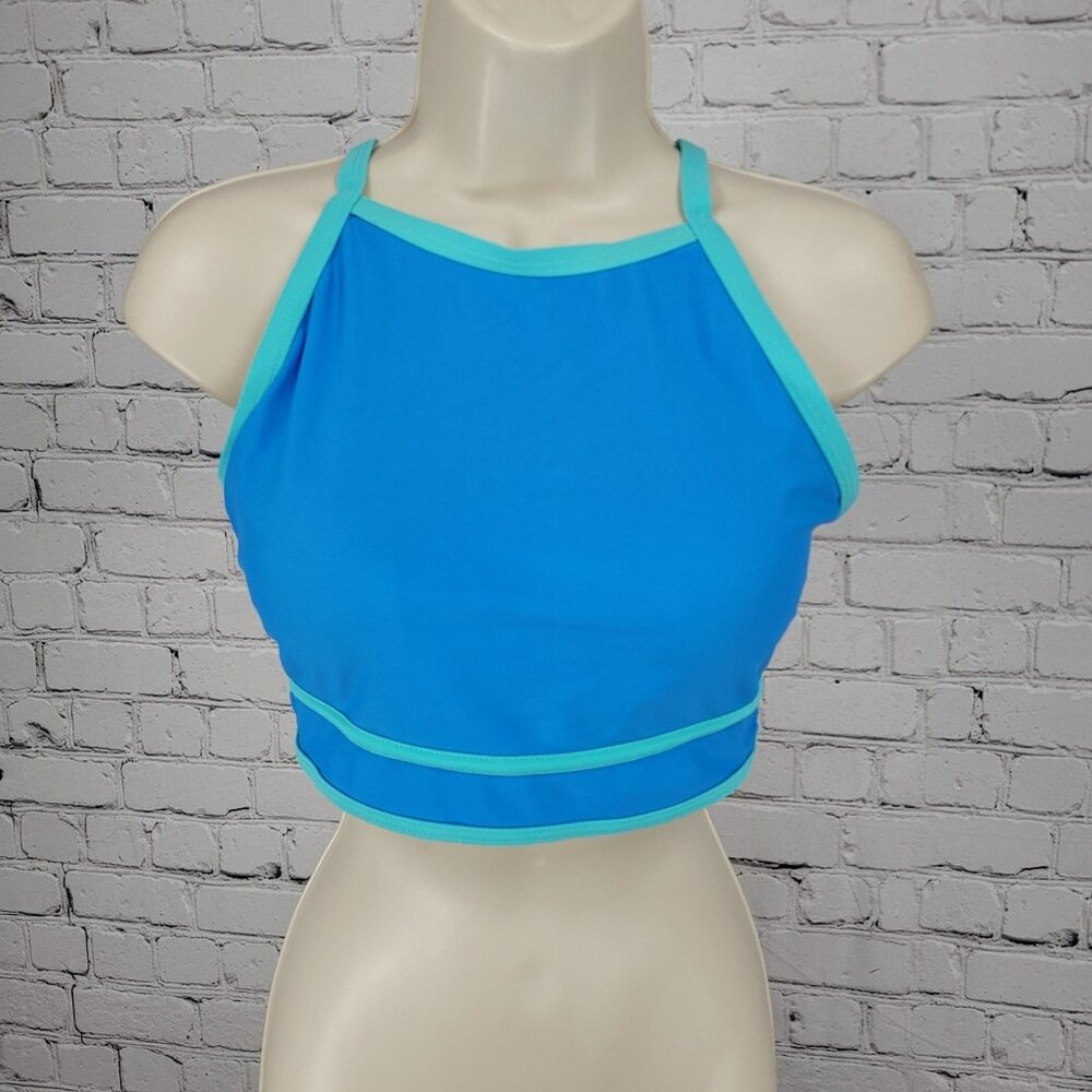 B.Swim Blue Racerback Removable Pads Swimsuit Bikini Top Size Medium M